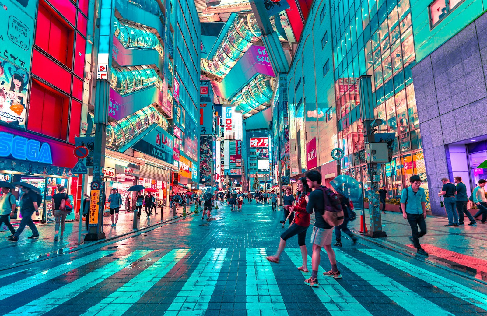 Tokio Shibuya cruce neón